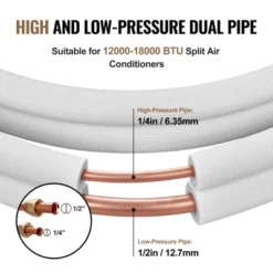 VEVOR 50FT Mini Split Line Set, 1/4" & 1/2" O.D Copper Pipes Tubing And Triple-Layer Insulation, For Mini Split Air Conditioning Refrigerant, White -Vevor GUEST 2a939f63 2069 443d a1ce 1aeadbe94875