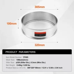 VEVOR Flour Sieve Fine Mesh, 10 Mesh Flour Sifter, 304 Stainless Steel Fine Mesh Sifter Food-grade, Dia. 12.6" Fine Mesh Strainers For Baking -Vevor GUEST 2acd3a1d 6297 4a0c 9be3 60bad7a67735