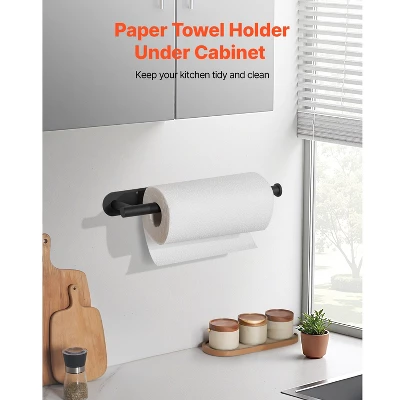 VEVOR Paper Towel Holder Under Cabinet, High-Quality Stainless Steel Paper Towel Holder, Self Adhesive Or Drilling Paper Towel Holder, Black 5 VEVOR Paper Towel Holder Under Cabinet, High-Quality Stainless Steel Paper Towel Holder, Self Adhesive Or Drilling Paper Towel Holder, Black - Image 5