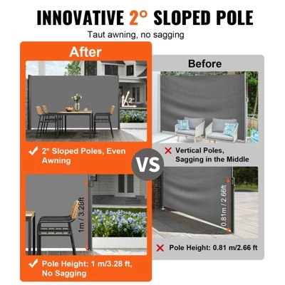 VEVOR Retractable Side Awning, 71''x 236'' Aluminum Outdoor Privacy Screen, 280g Polyester Water-proof Retractable Patio Screen, Black 3 VEVOR Retractable Side Awning, 71''x 236'' Aluminum Outdoor Privacy Screen, 280g Polyester Water-proof Retractable Patio Screen, Black - Image 3