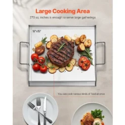 VEVOR Stainless Steel Griddle, 18x16 Inch Universal Flat Top Rectangular Plate, Gas Grill Griddle For BBQ Grill, Teppanyaki, Silver -Vevor GUEST 2b5de7c2 ada8 41a7 84b6 7cdc4fe4868f