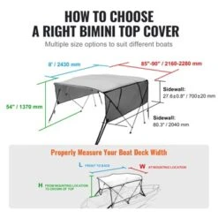 VEVOR 4 Bow Bimini Top Boat Cover, Detachable Mesh Sidewalls, 600D Polyester Canopy With 1" Aluminum Alloy Frame -Vevor GUEST 2bd1bc55 534e 47ec 84bb 90abe1762654