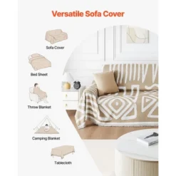 VEVOR Couch Cover, 117.72 X 71.26 Inch Boho Sofa Covers, Anti-Slip Chenille Cushion Protector For Sectional Sofa, Scratch-Resistant, Khaki -Vevor GUEST 2c5eb527 e043 4451 9ca7 125c8677803d