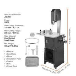 VEVOR Commercial Electric Meat Bandsaw, 550W Stainless Steel Vertical Bone Sawing Machine, 19.1"x15" Workbench, 7.09 Inch Cutting Thickness, Grey -Vevor GUEST 2c81482b 54f4 419a a9cf 494108208982