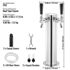VEVOR Dual Taps Draft Beer Tower Dispenser, Stainless Steel Keg Beer Tower, Kegerator Tower Kit With Pre-Assembled Tubing 14 VEVOR Dual Taps Draft Beer Tower Dispenser, Stainless Steel Keg Beer Tower, Kegerator Tower Kit With Pre-Assembled Tubing -Vevor GUEST 2cd50e7e a2c4 40d8 9ae8 31be834746d6