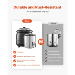 VEVOR Electric Soup Warmer, 10QT Commercial Soup Kettle With 304 Stainless Steel Detachable Insert Pot, 95~176°F Adjustable Temperature, Black -Vevor GUEST 2d0399d3 ee29 43de 9121 36f1da229c40