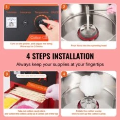 VEVOR Electric Cotton Candy Machine, 1000W Candy Floss Maker, Commercial Cotton Candy Machine With Cover, Stainless Steel Bowl, Sugar Scoop, Drawer -Vevor GUEST 2d5bf69d 448a 4585 9f74 13d6a636dccd