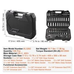 VEVOR Socket Set, 1/4" And 3/8" Drive Socket And Ratchet Set, 6-Point Socket Opening, 106 Pcs Tool Set SAE And Metric, Deep And Standard Sockets Black 14 VEVOR Socket Set, 1/4" And 3/8" Drive Socket And Ratchet Set, 6-Point Socket Opening, 106 Pcs Tool Set SAE And Metric, Deep And Standard Sockets Black -Vevor GUEST 2db8fdde 662c 4f42 8d80 d4db80760b8b