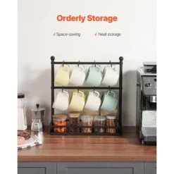 VEVOR Coffee Mug Holder For Countertop, 16 Hooks Coffee Cup Holder With Storage Base, 2 Tier Carbon Steel Mug Display Stand, Matte Black -Vevor GUEST 2dd0e1cc 6411 4824 a98c e864b8cc9760