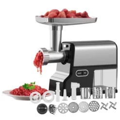 VEVOR Meat Grinder, 4.2 Lbs/Min Capacity Electric Meat Grinders With Blade, Grinding Plate, Sausage Maker, Kubbe Kit, Burger Press, Silver -Vevor GUEST 2dfc1ca2 6b39 4bd5 a0ee 48d8d71cfb92