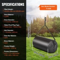 VEVOR Tow Behind Lawn Roller, 400lbs Sand/Water Filled Yard Roller, LLDPE Drum And Steel Frame Sod Roller With Easy-turn Plug, Black 14 VEVOR Tow Behind Lawn Roller, 400lbs Sand/Water Filled Yard Roller, LLDPE Drum And Steel Frame Sod Roller With Easy-turn Plug, Black -Vevor GUEST 2e2343ba e963 4eea b9b0 9a85e3e333df