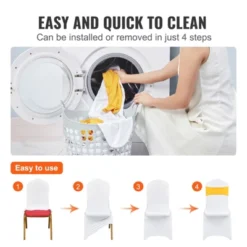 VEVOR Stretch Spandex Folding Chair Covers,Universal Fitted Chair Cover With Chair Sashes,Removable Washable Protective Slipcovers,30 Set Gold & White -Vevor GUEST 2e70934a 8304 4f33 a97a 79dab9931d14