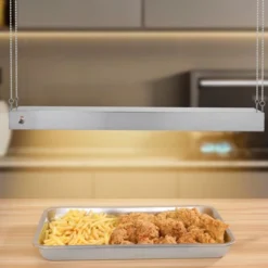 VEVOR Food Heat Lamp, 750W Hanging Commercial Food Heating Warmer, Stainless Steel Electric Strip Heater Light With Cord, Silver