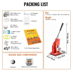 VEVOR Button Maker Machine, 58 Mm (2.25 Inch) Badge Punch Press Kit, Children DIY Gifts Pin Maker, Button Making Supplies, Orange -Vevor GUEST 2ea5be59 dc54 4661 ba07 69ddbcad59f9