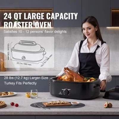 VEVOR Electric Roaster Oven, 24 QT Turkey Roaster Oven With Self-Basting Lid, 1450W Roaster Oven With Defrost & Warm Function, Adjustable Temp 2 VEVOR Electric Roaster Oven, 24 QT Turkey Roaster Oven With Self-Basting Lid, 1450W Roaster Oven With Defrost & Warm Function, Adjustable Temp - Image 2
