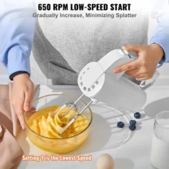 VEVOR Digital Electric Hand Mixer, 5-Speed, 200W Portable Electric Handheld Mixer, With Turbo Boost Beaters Dough Hooks Whisk Storage Bag,White -Vevor GUEST 2f0bdf46 bd0e 4ef9 9e04 823fe72b1ebc