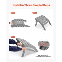 VEVOR Adirondack Ottoman, 21.5L X 18.9W X 14.8H Inch HDPE Plastic Folding Adirondack Ottoman, Weather-Resistant Foot Rest For Adirondack Chair, Gray 11 VEVOR Adirondack Ottoman, 21.5L X 18.9W X 14.8H Inch HDPE Plastic Folding Adirondack Ottoman, Weather-Resistant Foot Rest For Adirondack Chair, Gray -Vevor GUEST 2f15a013 5469 47db 8174 76ff8ffde0a9