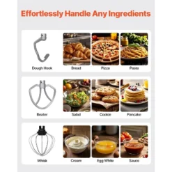 VEVOR Stand Mixer, 5QT Dough Mixer, 10+P Speeds Tilt-head Food Mixer, Kitchen Mixer With Stainless Steel Bowl, Dough Hook, Wire Whip, Black -Vevor GUEST 2f27dc9c 5038 4749 9eb6 691a76e9a619