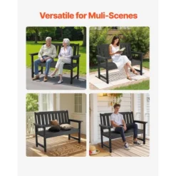 VEVOR Outdoor Bench, 50.5 Inch, 800 Lbs Weight Capacity For 2-3 Persons, Weatherproof Plastic Frame With Backrest And Wide Armrests, Black -Vevor GUEST 2f37bf44 fbcb 4f6f 9409 17ac6a4ae359