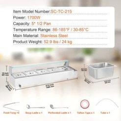 VEVOR 5-Pan Commercial Food Warmer, 5 X 8QT Electric Steam Table With Glass Cover, 1700W Countertop Stainless Steel Buffet Bain Marie -Vevor GUEST 2fda87e0 0d1c 42a4 8c67 25aed0b17491