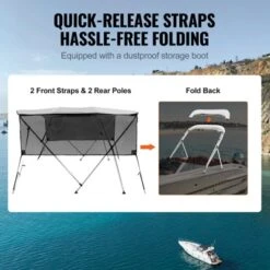 VEVOR 4 Bow Bimini Top Boat Cover, Detachable Mesh Sidewalls, 600D Polyester Canopy With 1" Aluminum Alloy Frame -Vevor GUEST 30e4888c ae99 4287 8d56 15f4bdafe96c