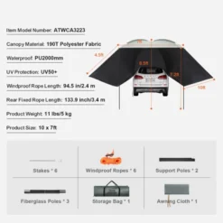 VEVOR Vehicle Awning, Large 10' X 7' Shade Coverage Car Side Awning, PU2000mm UV50+ Car Awning With Extended Side Canopies And Portable Storage Bag -Vevor GUEST 3143c06c bb91 4250 8eb7 25c9306fe1c8