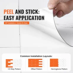 VEVOR Self Adhesive Vinyl Floor Tiles 390 X 23.6 Inch, 1.5mm Thick Peel & Stick, White Marble Texture DIY Flooring For Kitchen, Dining Room -Vevor GUEST 325587e9 690d 4f7e 98e5 8cda750dd1f5