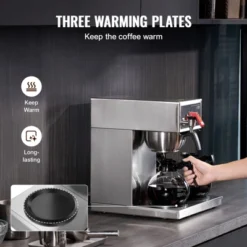 VEVOR 12 Cups Commercial Drip Coffee Maker, Coffee Maker Machine With 3 Glass Carafes And 3 Warmer Plates, Stainless Steel Pour Over Coffee Brewer -Vevor GUEST 326d7ab7 37ab 4b6a 85ea 3e59d9c45f82