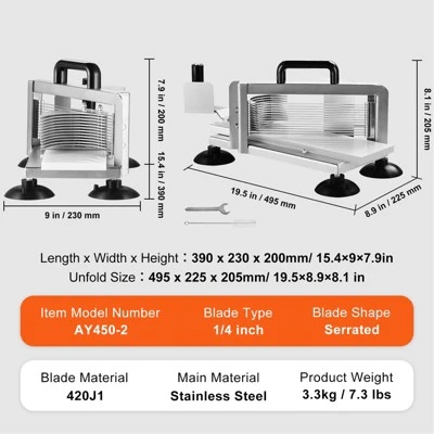VEVOR Commercial Tomato Slicer, 1/4 Inch Tomato Cutter Slicer, Stainless Steel Heavy Duty Tomato Slicer Machine, Manual Tomato Slicer 7 VEVOR Commercial Tomato Slicer, 1/4 Inch Tomato Cutter Slicer, Stainless Steel Heavy Duty Tomato Slicer Machine, Manual Tomato Slicer - Image 7
