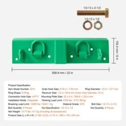 VEVOR 5/16" Tractor Bucket Hook With Tie Down Ring, Grade 70 Forged Steel Heavy Duty Bolt-On Grab Hook With Back Plate, Green -Vevor GUEST 32b75e94 c524 4217 b57b 22c68b59d1da