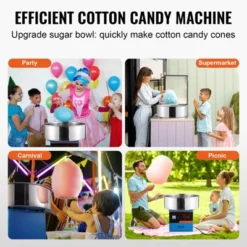 VEVOR Electric Cotton Candy Machine, 1000W Candy Floss Maker, Commercial Cotton Candy Machine With Stainless Steel Bowl, Sugar Scoop, Drawer, Blue -Vevor GUEST 32bea678 382e 43f7 9b59 09f711282c46