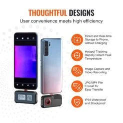 VEVOR Thermal Imaging Camera For Android, 256 X 192 IR Resolution Infrared Thermal Imager With Visual Camera, 25Hz Refresh Rate Thermal Camera, Grey -Vevor GUEST 32c00ab5 a122 4e7a a136 25a334c6736b