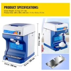 VEVOR 110V Electric Shaved Ice Machine 250W Snow Cone Maker Tabletop With Adjustable Ice Texture, Ice Shaving Machine 265LBs/hr, Blue -Vevor GUEST 331c2c39 92cc 488f 8579 61fd494dcfd0
