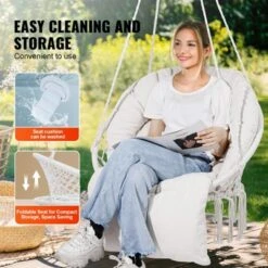 VEVOR Hanging Hammock Swing Chair, 330 Lbs Capacity, Macramé Hanging Chair With Cushion And Mounting Hardware, Cotton Rope Swing Chair, Beige -Vevor GUEST 3395c4e6 bdf5 4a22 8f45 5140e72e55b8
