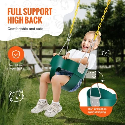 VEVOR Toddler Swing Seat, High Back Full Bucket Baby Swing Seat With Coated Chains And Carabiners, Support 150 Lbs Baby Outdoor Swing 3 VEVOR Toddler Swing Seat, High Back Full Bucket Baby Swing Seat With Coated Chains And Carabiners, Support 150 Lbs Baby Outdoor Swing - Image 3