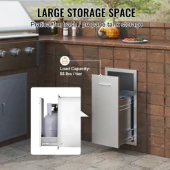 VEVOR Pull Out Trash Drawer 13.6Wx26Hx19.3D Inch Lower Sliding Rails Stainless Steel Roll Out Trash Bin Pull Out Tray, Silver(No Trash Can) -Vevor GUEST 340d11d7 185e 4876 9b38 6a92ffb0fa58