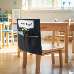 VEVOR Chair Pockets For Classroom, 12 Pack, 17 X 19 Inches Chairback Buddy Pocket With Name Tag, Back Of Chair Organizer, Black