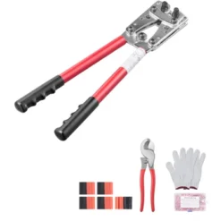 VEVOR Battery Cable Lug Crimping Tool, 10-1/0AWG With Cable Cutter And 48PCS Copper Ring Terminals, 6 Wire Sizes Crimping Die -Vevor GUEST 347ee325 ca93 488c a173 4bcc02d0da9a