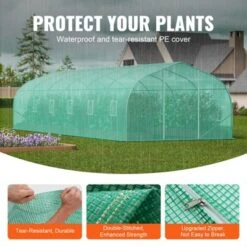 VEVOR Walk-in Tunnel Greenhouse, 29.5x9.8x6.6 Ft Hoop House Greenhouse Tunnel With Galvanized Steel Frame, PE Cover, Roll-up Zipper Door, 12 Windows 10 VEVOR Walk-in Tunnel Greenhouse, 29.5x9.8x6.6 Ft Hoop House Greenhouse Tunnel With Galvanized Steel Frame, PE Cover, Roll-up Zipper Door, 12 Windows -Vevor GUEST 349fc503 6661 4ee6 aee8 04122f2e90b6