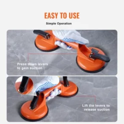 VEVOR Glass Suction Cup, 4.7" 2 Pack 330 Lbs Load Capacity, Vacuum Suction Cup With Aluminum Handle, Orange -Vevor GUEST 34cdf0b3 a20e 456c 9702 7646391bf2dd