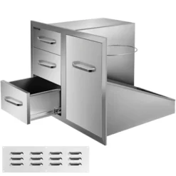 VEVOR Outdoor Kitchen Door Drawer Combo 29.5" W X 22.6" H X 21.7''D, Access Door/Triple Drawers With Propane Drawer, Silver -Vevor GUEST 34d57166 f758 4a37 9182 2ba0a3043694