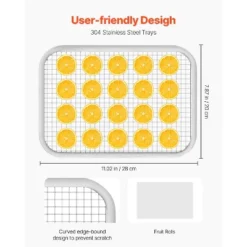 VEVOR Food Dehydrator Machine, 6 Stainless Steel Trays, 400W Electric Food Dryer With Adjustable Temperature & 24-Hour Timer, Freeze Dryer, Silver -Vevor GUEST 34f58711 712a 4860 8e36 7190086bbd8d 1