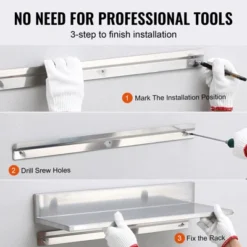 VEVOR 8.6" X 30" Stainless Steel Shelf, Wall Mounted Floating Shelving With Backsplash, 44 Lbs Load Capacity Commercial Shelves -Vevor GUEST 35784360 1d08 4343 a946 25c072b63d23