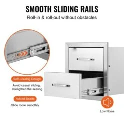 VEVOR Outdoor Kitchen Drawers 14W X 14.3H X 23D Inch, Flush Mount Double BBQ Drawers Stainless Steel With Handle, BBQ Island Drawers,Silver -Vevor GUEST 35c7c9ae fca5 4d41 b375 4d3f6962e381