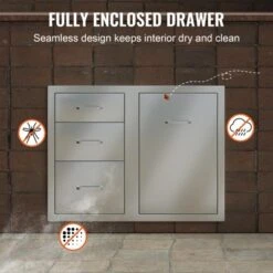 VEVOR Outdoor Kitchen Door Drawer Combo 29.5" W X 22.6" H X 21.7''D, Access Door/Triple Drawers With Propane Drawer, Silver -Vevor GUEST 35c8f780 ab4b 4e16 a2b2 d479ffecfbf7