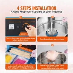 VEVOR Electric Cotton Candy Machine With Cart, 1000W Commercial Candy Floss Maker With Stainless Steel Bowl, Sugar Scoop And Drawer,Blue -Vevor GUEST 3615981a 13a8 4647 9a02 ed462fb2c1fd