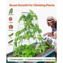 VEVOR Cucumber Trellis For Climbing Plants, 46" X 32" Foldable Cucumber Trellis Set With Plant Clips, Metal Garden Trellis For Raised Bed -Vevor GUEST 3631ade5 3932 4da1 8a65 edce80f20f04