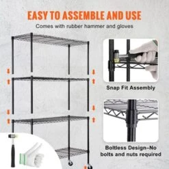VEVOR Storage Shelving Unit With Wheels, 4-Tier Adjustable, 700 Lbs Capacity, Heavy Duty Garage Shelves Metal Organizer Wire Rack, Black 10 VEVOR Storage Shelving Unit With Wheels, 4-Tier Adjustable, 700 Lbs Capacity, Heavy Duty Garage Shelves Metal Organizer Wire Rack, Black -Vevor GUEST 366f207e df5e 44db ae44 0c44e1d2d385