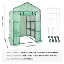 VEVOR Walk-in Green House, 4.6 X 4.6 X 6.6 Ft , Greenhouse With Shelves, High Strength PE Cover With Zipper Door And Steel Frame, Assembly In Minutes -Vevor GUEST 375de942 f635 4b12 ac84 ee4c9836c129