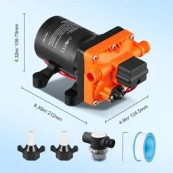 VEVOR Water Diaphragm Pump, 12V DC, 3.5 GPM Flow, 55 PSI Rated Pressure (40-80 PSI Adjustable), 1/2" MNPT Self Priming Sprayer Pump, Orange -Vevor GUEST 3763f8ca e5cc 4271 9534 143d052da6eb